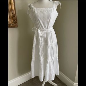 NWT Topshop White Tiered Tie Strap Midi Dress Sz 12